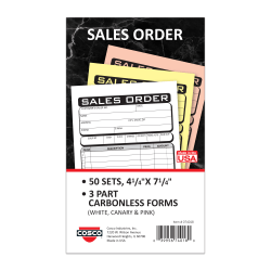 Cosco Sales Order Form Book Sets With Slips, 4-1/4in x 7-1/4in, 2-Part Carbonless, Pack Of 50 Sets