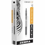 Zebra Pen SARASA Retractable Gel Pens, Pack Of 12, Medium Point, 0.7 mm, Silver Barrel, Black Ink