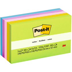 Post-it Notes, 3 in x 5 in, 5 Pads, 100 Sheets/Pad, Clean Removal, Floral Fantasy Collection