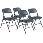 National Public Seating Series 1200 Folding Chairs, Blue/Char-Blue, Set Of 4 Chairs