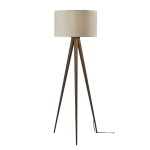 Adesso Director Floor Lamp, 62-1/4inH, Off-White Shade/Rosewood Base