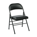 Office Star Work Smart Vinyl Mid-Back Folding Chairs, Black, Pack Of 4