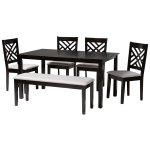 Baxton Studio Gustavo Dining Set, 29-3/16inH x 59-1/16inW x 35-7/16inD, Gray/Dark Brown