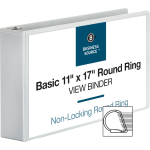 Business Source Tabloid-Size Reference 3-Ring Binder, 3in Round Rings, White