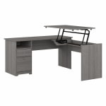 Bush Furniture Cabot 3-Position Sit-To-Stand Height-Adjustable L-Shaped Desk, 60inW, Modern Gray, Standard Delivery