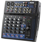 Gemini Sound GEM-08USB: COMPACT 8 Channel Bluetooth Mixer - Analog - 8 Channel(s) - USB - Bluetooth - Black, Blue