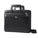 Samsonite Vinyl 3-Ring Padfolio With Handles And Shoulder Strap, 14inH x 12inW x 3 1/2inD, Black