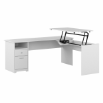 Bush Furniture Cabot 3-Position Sit-To-Stand Height-Adjustable L-Shaped Desk, 72inW, White, Standard Delivery