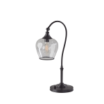 Adesso Bradford Desk Lamp, 23-1/4inH, Dark Bronze Base/Clear Shade