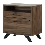 South Shore 18-1/2inD Vertical 2-Drawer File Cabinet Credenza, Natural Walnut