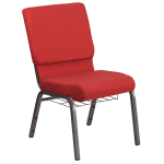 Flash Furniture HERCULES Church Chair With Book Rack, Red/Silver Vein