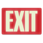 U.S. Stamp & Sign Glow-In-The-Dark Sign, 12in x 8in, "Exit", Red/White