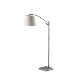 Adesso York Floor Lamp, 66inH, Off-White Shade/Brushed Silver Base