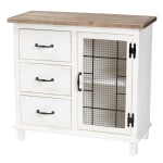 Baxton Studio Faron 32inW 3-Drawer Storage Cabinet, Distressed White/Oak Brown