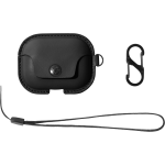 Twelve South AirSnap Pro Carrying Case Apple AirPods Pro - Black - Top Grain Leather, Metal, Full Grain Leather Body - Clip, Wristlet Strap, Wrist Strap, Carrying Strap - 1.3in Height x 5.3in Width x 3.3in Depth - 1 Pack