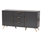 Baxton Studio Kelson 59inW 2-Door Sideboard Buffet, Dark Gray/Gold