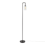 LumiSource Puck Glass Floor Lamp, 64inH, Clear/Matte Black