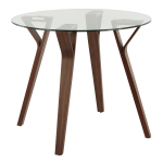 LumiSource Folia Round Glass Dinette Table, 30inH x 35-1/4inW x 35-1/4inD, Clear/Walnut