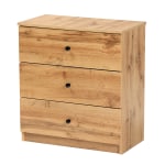 Baxton Studio Decon 3-Drawer Storage Chest, 25-5/8inH x 23-5/8inW x 12-5/8inD, Oak Brown