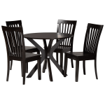 Baxton Studio Zora 5-Piece Dining Set, Dark Brown