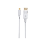 Manhattan Mini DisplayPort 1.2 to DisplayPort Cable, 4K@60Hz, 1m, Male to Male, White, Lifetime Warranty, Polybag - DisplayPort cable - DisplayPort (M) latched to Mini DisplayPort (M) - DisplayPort 1.2 - 300 V - 3.3 ft - booted, molded, 4K support - white