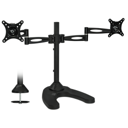 Mount-It! Dual LCD Mount Stand For 13 - 27in Monitors, 19inH x 35-1/2inW x 5inD, Black