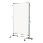 Ghent Nexus Jr. Partition Mobile Porcelain Magnetic Double-Sided Dry-Erase Whiteboard, 76 1/8in x 52 3/8in, Aluminum Frame With Satin Silver Finish