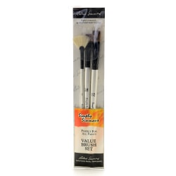 Robert Simmons Simply Simmons Value Paint Brush Set, Go To Set, Assorted Sizes, Assorted Bristles, Synthetic, White, Set Of 5