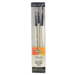 Robert Simmons Simply Simmons Value Paint Brush Set, Grass And Grain, Assorted Sizes, Assorted Bristles, White, Set Of 3