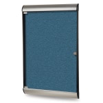 Ghent Silhouette 1 Door Enclosed Vinyl Bulletin Board, Satin Aluminum Frame, 48inH x 24inW, Ocean