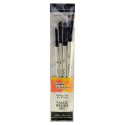 Robert Simmons Simply Simmons Value Paint Brush Set, Assorted Sizes, Round Bristle, Synthetic, White, Set Of 3