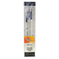 Robert Simmons Simply Simmons Value Paint Brush Set, Assorted Sizes, Angle Bristle, Synthetic, White, Set Of 4