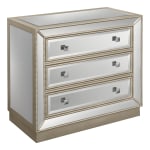 Coast to Coast Mirrored 3-Drawer Chest, 30inH x 32inW x 16inD, Champagne/Mirror