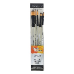 Robert Simmons Simply Simmons Value Paint Brush Set, Dot The Eyes, Assorted Sizes, Assorted Bristles, Synthetic, White, Set Of 4