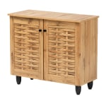 Baxton Studio Winda 30inW 2-Door Shoe Cabinet, Oak Brown