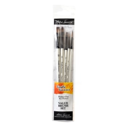 Robert Simmons Simply Simmons Value Paint Brush Set, Assorted Sizes, Assorted Bristles, Synthetic, White, Set Of 5