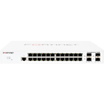 Fortinet FortiSwitch FS-124E Ethernet Switch - 24 Ports - Manageable - Gigabit Ethernet - 1000Base-X, 10/100/1000Base-T - 2 Layer Supported - Modular - 4 SFP Slots - Power Supply - 17.79 W Power Consumption - Optical Fiber, Twisted Pair - 1U High