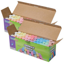 Creativity Street Sidewalk Chalk, 4in, Assorted Colors, 52 Pieces Per Box, Pack Of 2 Boxes