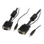 StarTech.com 35 ft Coax High Resolution Monitor VGA Cable with Audio - VGA cable - HD-15 (VGA), mini-phone stereo 3.5 mm (M) to HD-15 (VGA), mini-phone stereo 3.5 mm (M) - 35 ft - black - for P/N: CDP2VGA, CDP2VGAFC