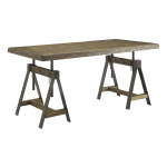 Coast to Coast Adjustable Dining Table/63inW Writing Desk, Camden Distressed Brown