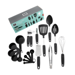 Gibson Home Total Kitchen Chefs Better Basics Gadgets And Tools Combo Set, Black, Set Of 18 Pieces