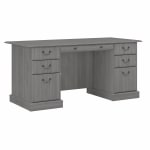 Bush Furniture Saratoga Executive 66inW Computer Desk With Drawers, Modern Gray, Standard Delivery