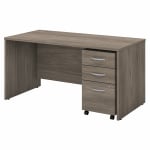 Bush Business Furniture Studio C 60inW Office Computer Desk With Mobile File Cabinet, Modern Hickory, Standard Delivery