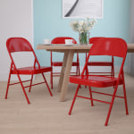 Flash Furniture HERCULES Series Double-Braced Metal Folding Chairs, Red, Set Of 4 Chairs