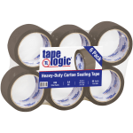 Tape Logic Acrylic Sealing Tape, 3in Core, 2in x 55 Yd., Tan, Pack Of 6