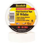 3M 35 Color-Coded Vinyl Electrical Tape, 1.5in Core, 0.75in x 66ft, White, Pack Of 10