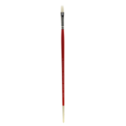 Winsor & Newton University Series Long-Handle Paint Brush 236, Size 8, Flat Bristle, Red