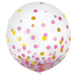 Amscan 24in Confetti Balloons, Gold/Pink, 2 Balloons Per Pack, Set Of 2 Packs