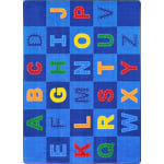 Joy Carpets Kid Essentials Rectangular Area Rug, Patchwork Letters, 7-2/3ft x 10-3/4ft, Multicolor