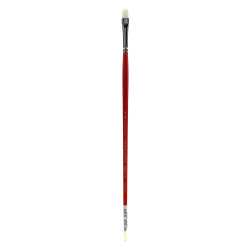 Winsor & Newton University Series Long-Handle Paint Brush 236, Size 4, Flat Bristle, Red